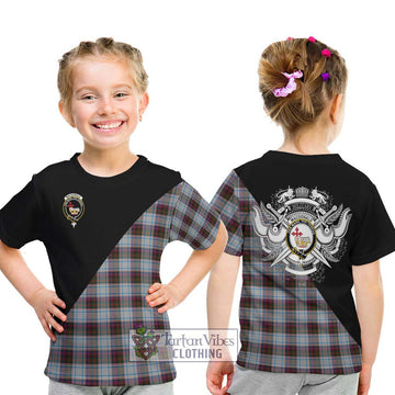 MacDonald Dress Ancient Tartan Kid T-Shirt with Family Crest and Military Logo Style