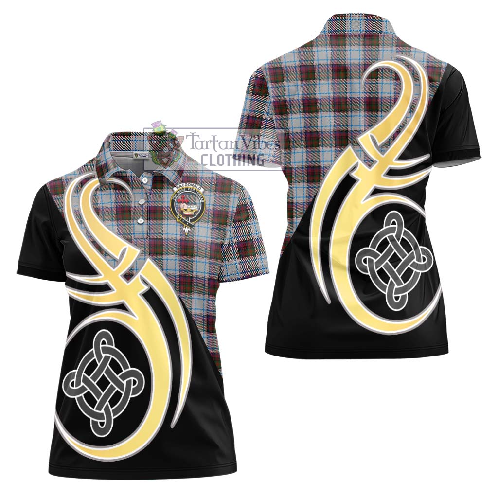 Tartan Vibes Clothing MacDonald Dress Ancient Tartan Women's Polo Shirt with Family Crest and Celtic Symbol Style