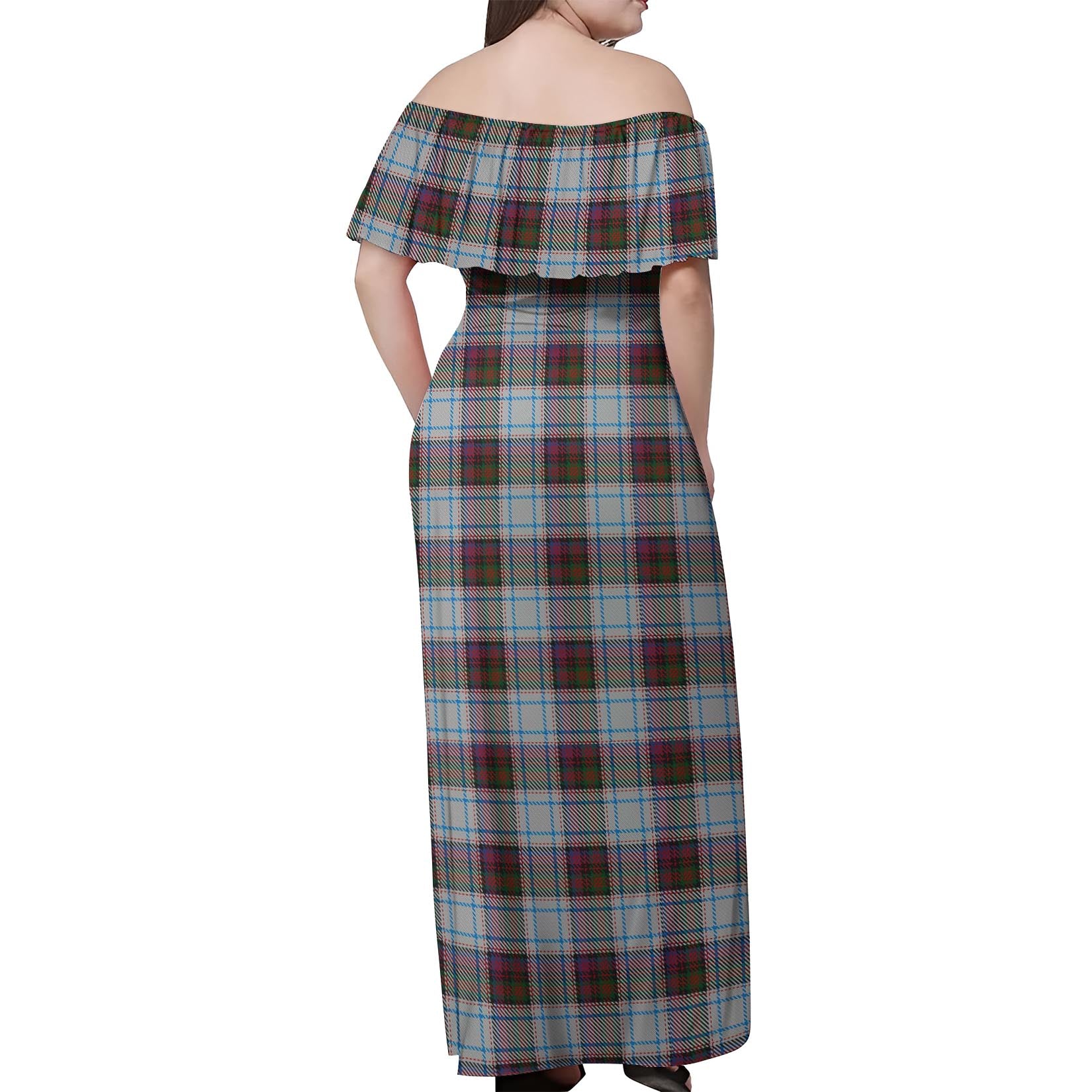 MacDonald Dress Ancient Tartan Off Shoulder Long Dress - Tartanvibesclothing