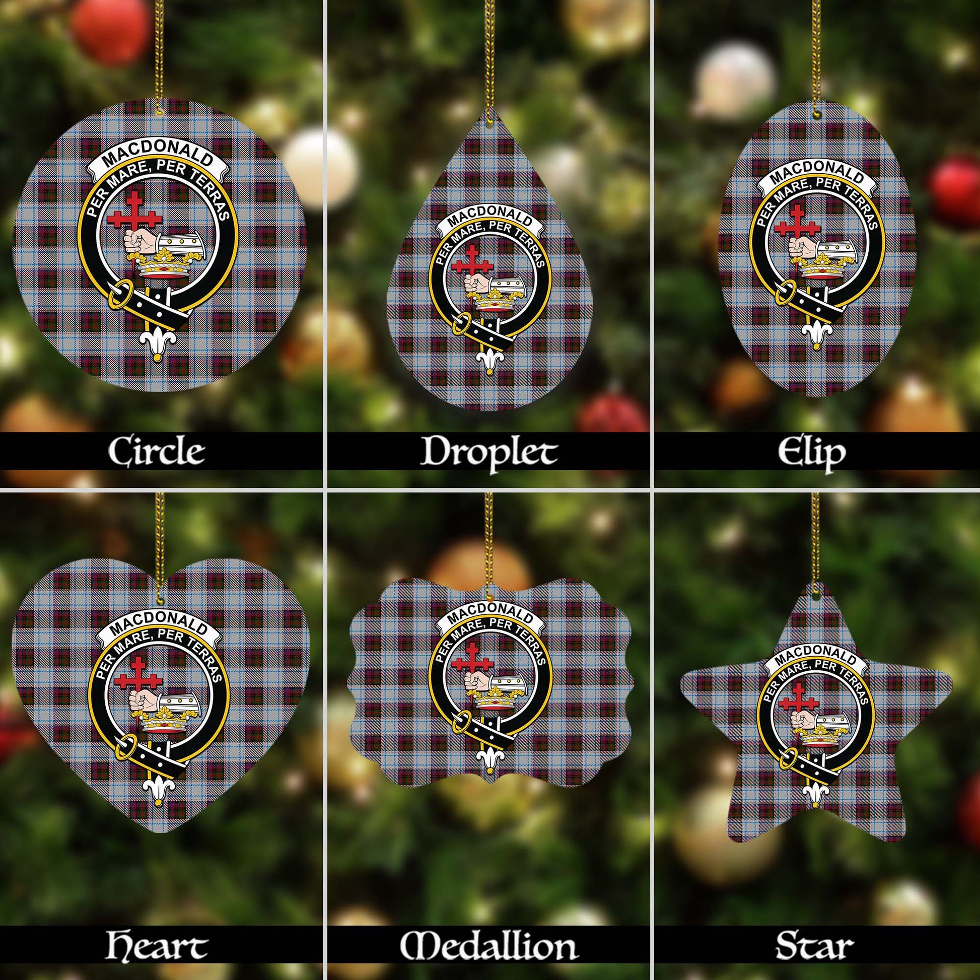 MacDonald Dress Ancient Tartan Christmas Ornaments with Family Crest - Tartanvibesclothing