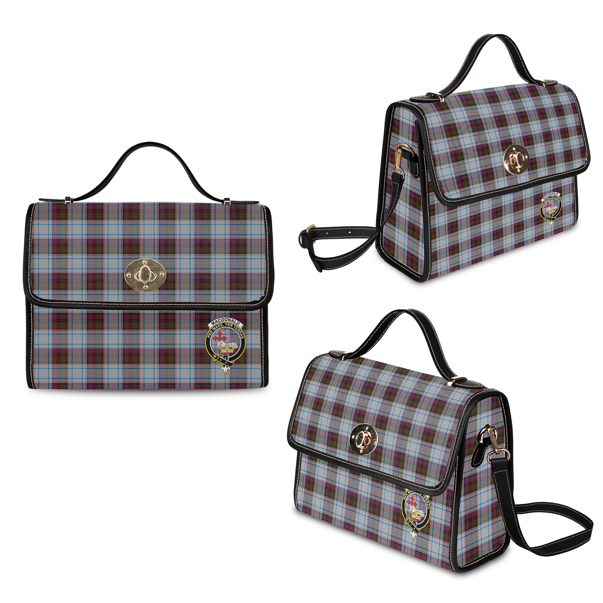 macdonald-dress-ancient-tartan-leather-strap-waterproof-canvas-bag-with-family-crest