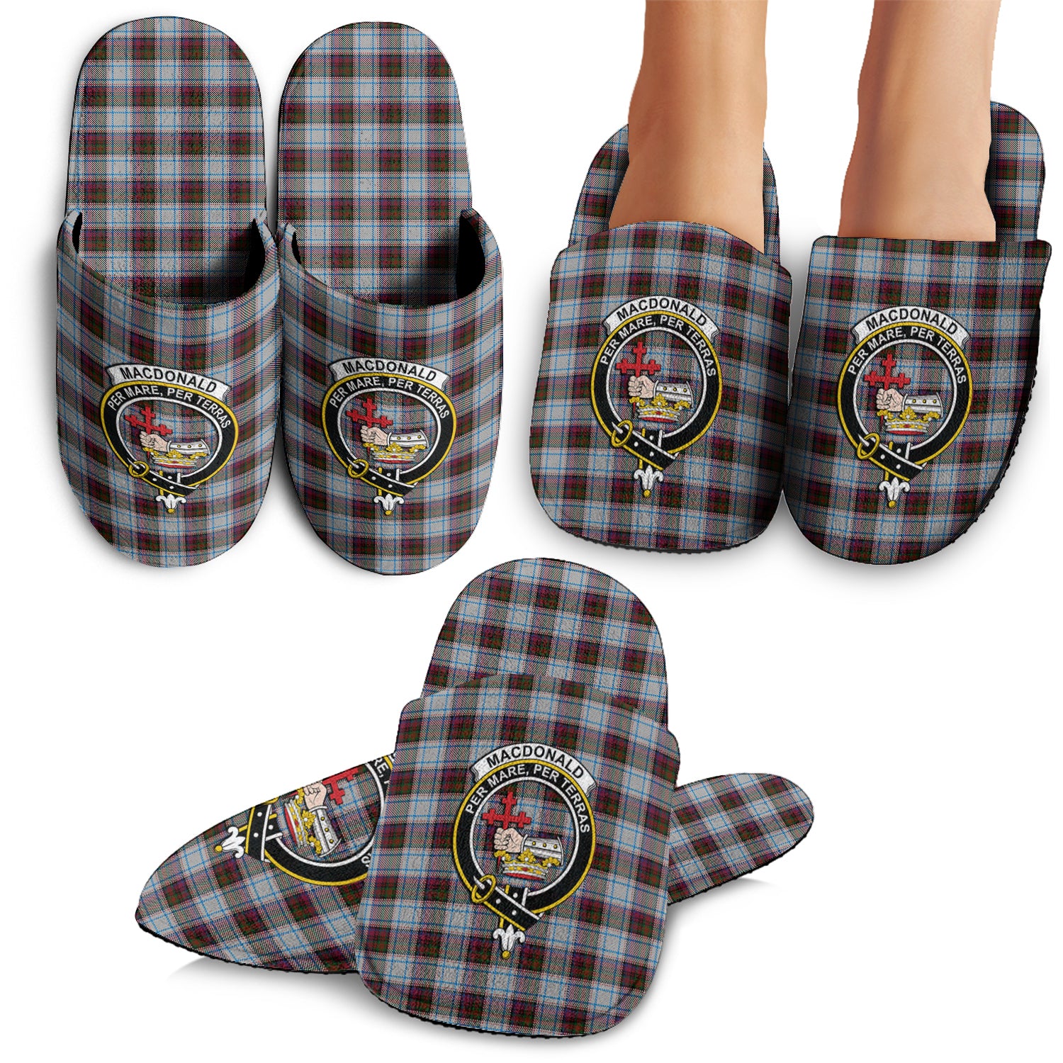 MacDonald Dress Ancient Tartan Home Slippers with Family Crest - Tartanvibesclothing