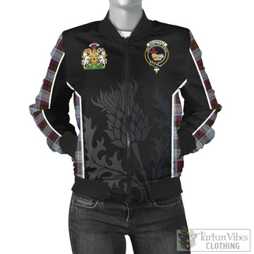 MacDonald Dress Ancient Tartan Bomber Jacket with Family Crest and Scottish Thistle Vibes Sport Style