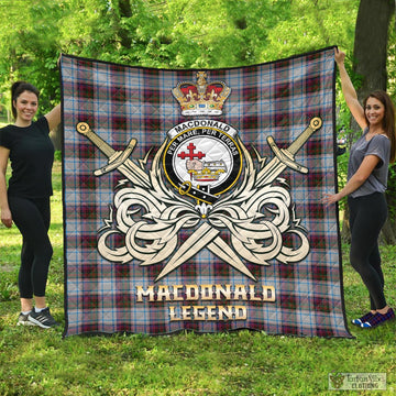 MacDonald Dress Ancient Tartan Quilt with Clan Crest and the Golden Sword of Courageous Legacy