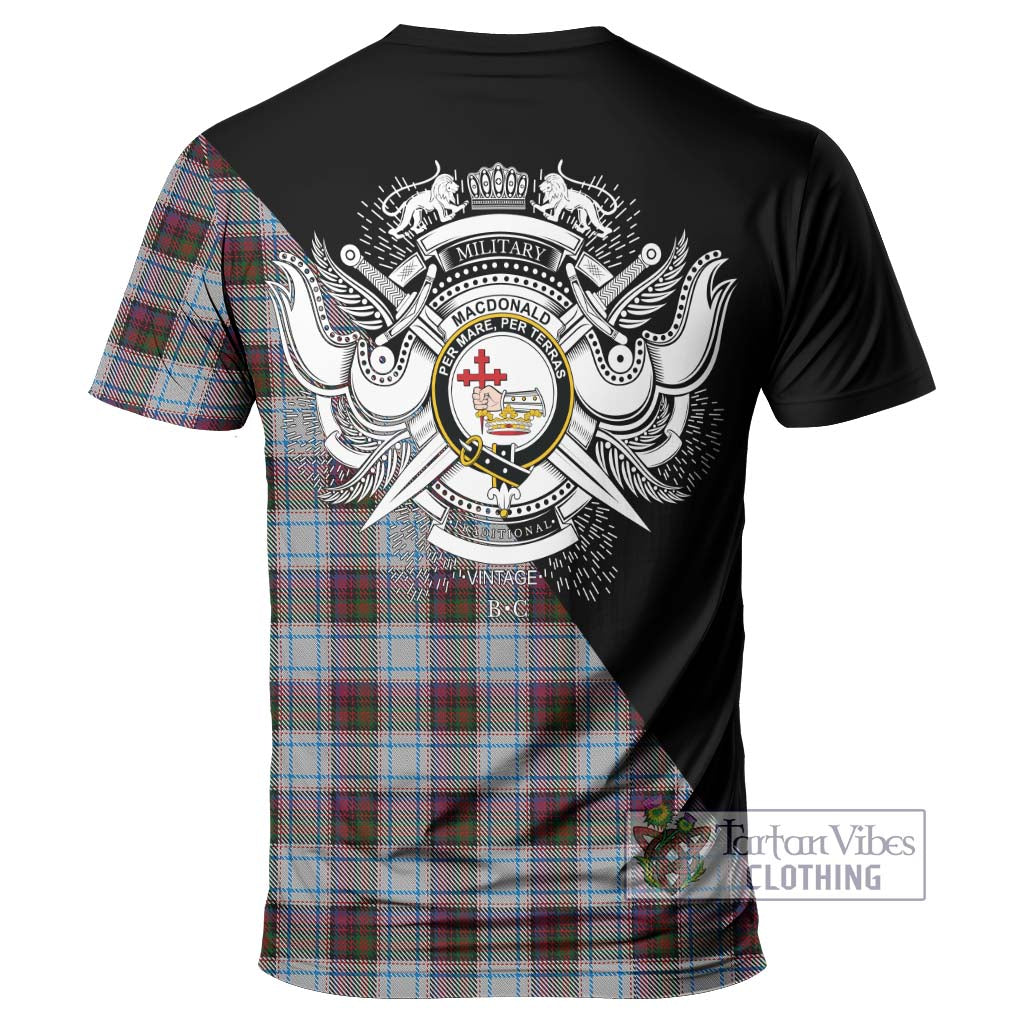 Tartan Vibes Clothing MacDonald Dress Ancient Tartan T-Shirt with Family Crest and Military Logo Style