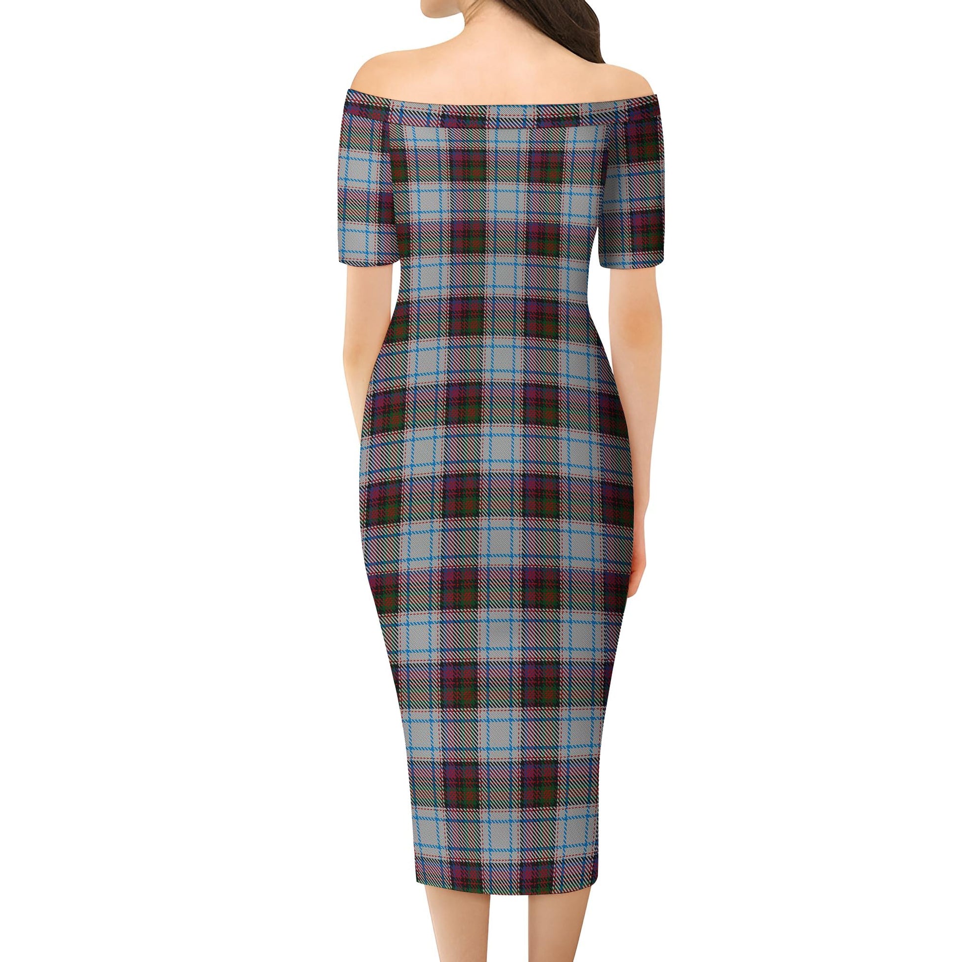 MacDonald Dress Ancient Tartan Off Shoulder Lady Dress - Tartanvibesclothing