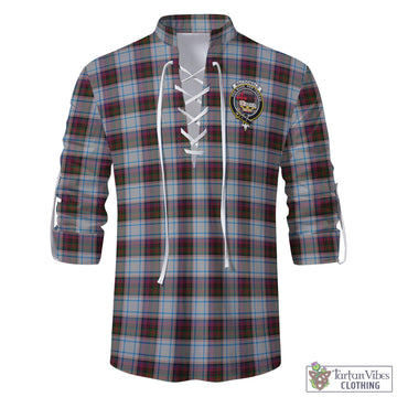 MacDonald Dress Ancient Tartan Men's Scottish Traditional Jacobite Ghillie Kilt Shirt with Family Crest