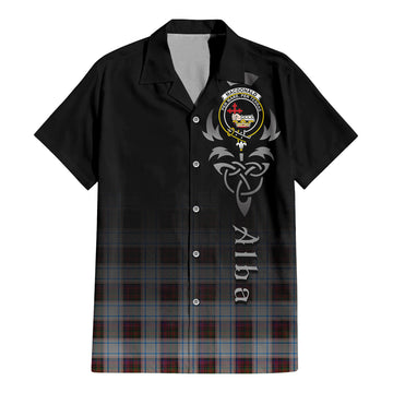 MacDonald Dress Ancient Tartan Short Sleeve Button Up Featuring Alba Gu Brath Family Crest Celtic Inspired