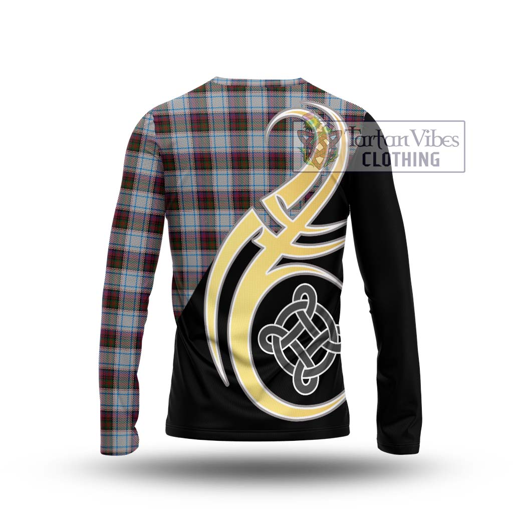 Tartan Vibes Clothing MacDonald Dress Ancient Tartan Long Sleeve T-Shirt with Family Crest and Celtic Symbol Style