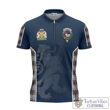 MacDonald Dress Ancient Tartan Zipper Polo Shirt with Family Crest and Lion Rampant Vibes Sport Style