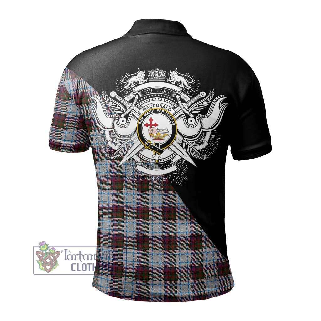 Tartan Vibes Clothing MacDonald Dress Ancient Tartan Polo Shirt with Family Crest and Military Logo Style