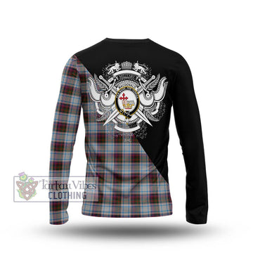 MacDonald Dress Ancient Tartan Long Sleeve T-Shirt with Family Crest and Military Logo Style