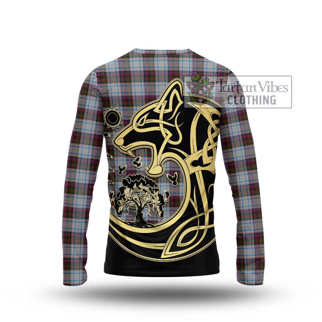 Tartan Vibes Clothing MacDonald Dress Ancient Tartan Long Sleeve T-Shirt with Family Crest Celtic Wolf Style