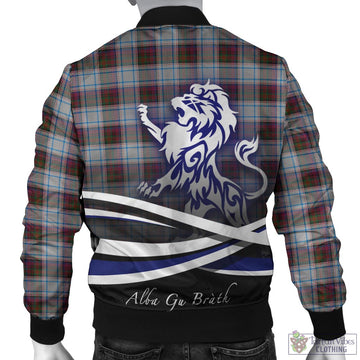 MacDonald Dress Ancient Tartan Bomber Jacket with Alba Gu Brath Regal Lion Emblem