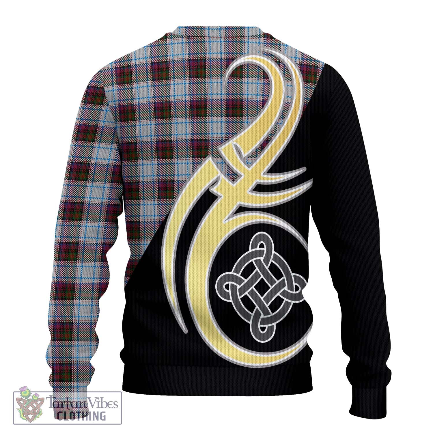 Tartan Vibes Clothing MacDonald Dress Ancient Tartan Knitted Sweater with Family Crest and Celtic Symbol Style