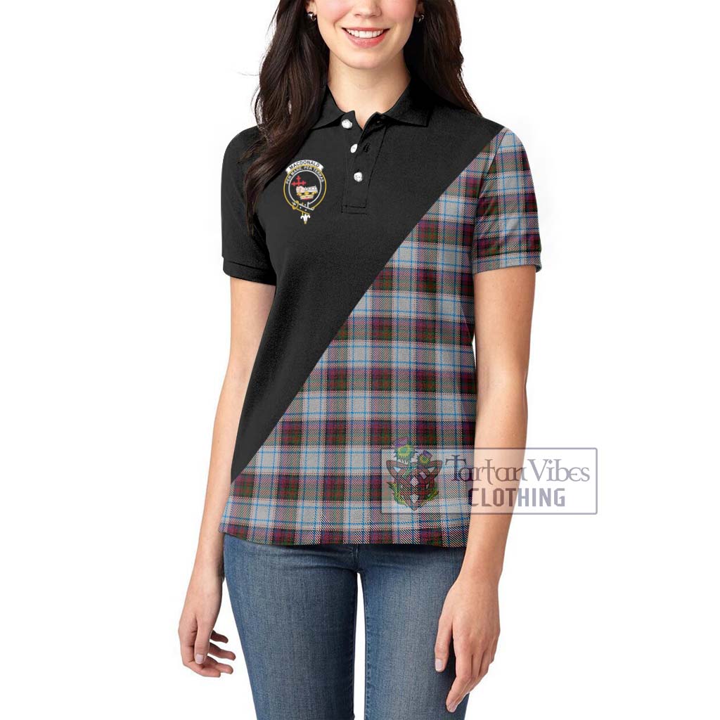 Tartan Vibes Clothing MacDonald Dress Ancient Tartan Women's Polo Shirt with Family Crest and Military Logo Style