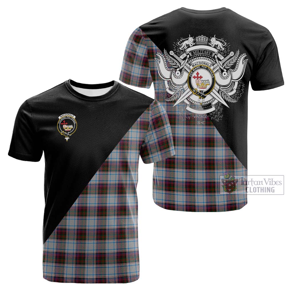 Tartan Vibes Clothing MacDonald Dress Ancient Tartan Cotton T-shirt with Family Crest and Military Logo Style