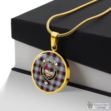 MacDonald Dress Ancient Tartan Circle Necklace with Family Crest