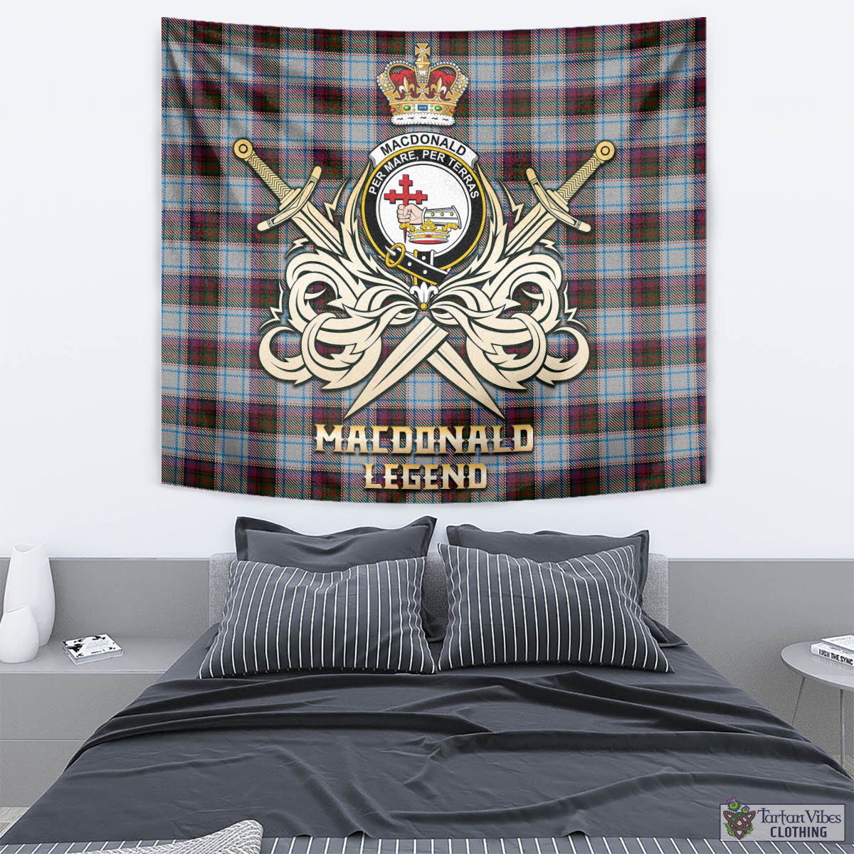 Tartan Vibes Clothing MacDonald Dress Ancient Tartan Tapestry with Clan Crest and the Golden Sword of Courageous Legacy