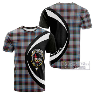 MacDonald Dress Ancient Tartan Cotton T-shirt with Family Crest Circle Style