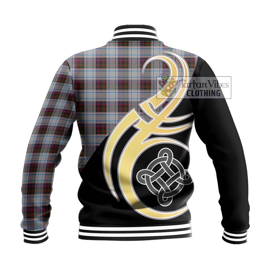 Tartan Vibes Clothing MacDonald Dress Ancient Tartan Baseball Jacket with Family Crest and Celtic Symbol Style