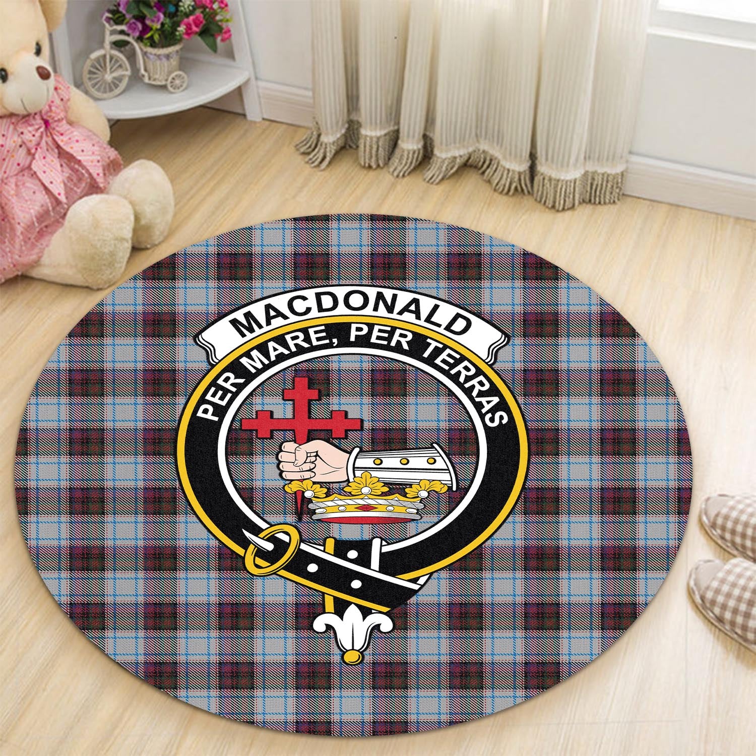 macdonald-dress-ancient-tartan-round-rug-with-family-crest