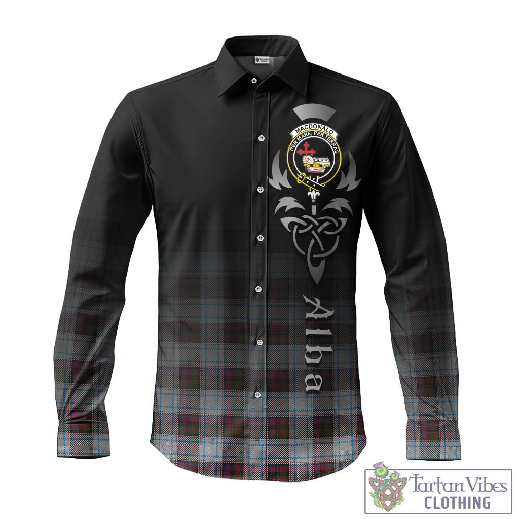 Tartan Vibes Clothing MacDonald Dress Ancient Tartan Long Sleeve Button Up Featuring Alba Gu Brath Family Crest Celtic Inspired