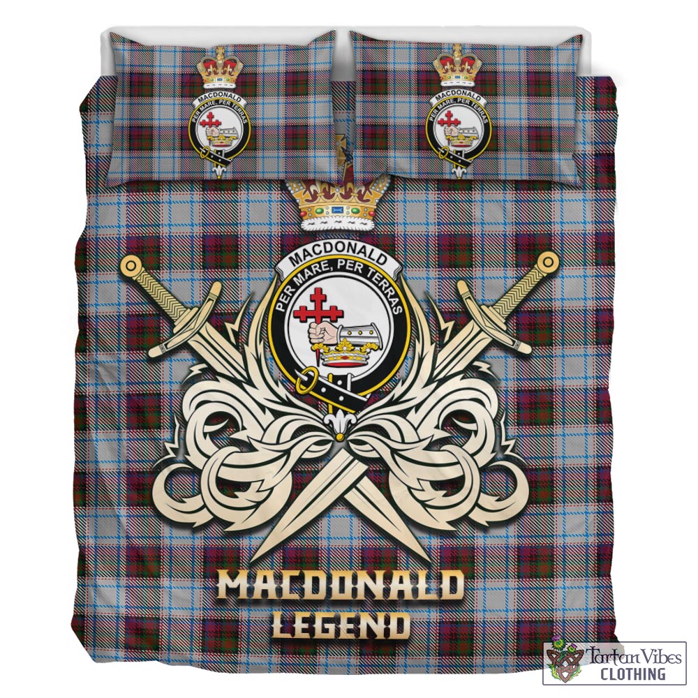 Tartan Vibes Clothing MacDonald Dress Ancient Tartan Bedding Set with Clan Crest and the Golden Sword of Courageous Legacy