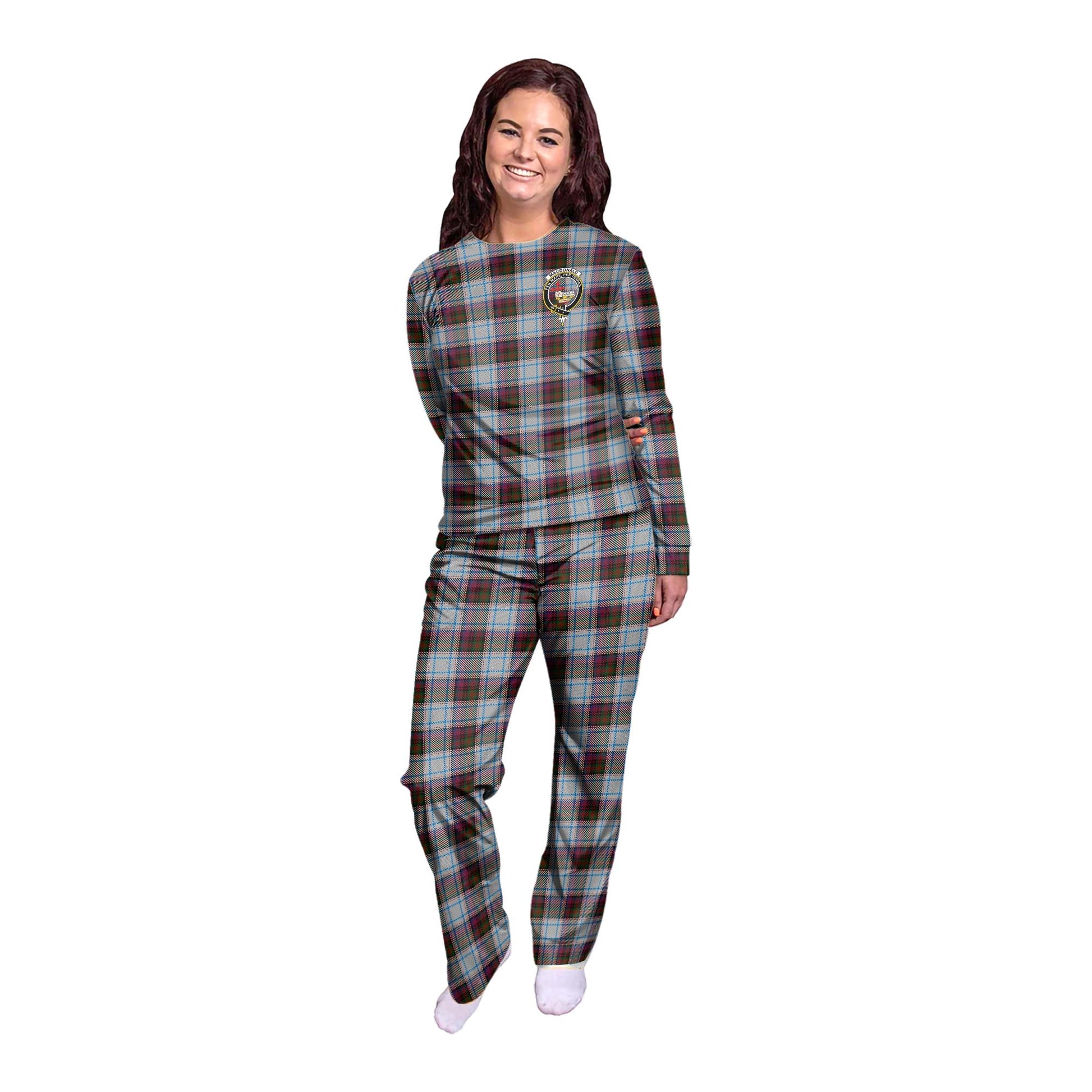 MacDonald Dress Ancient Tartan Pajamas Family Set with Family Crest - Tartanvibesclothing