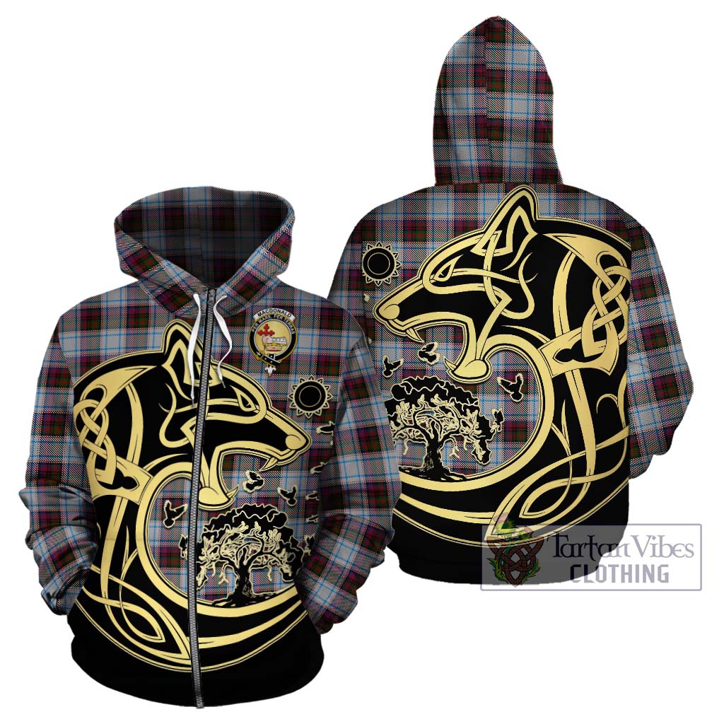 Tartan Vibes Clothing MacDonald Dress Ancient Tartan Hoodie with Family Crest Celtic Wolf Style