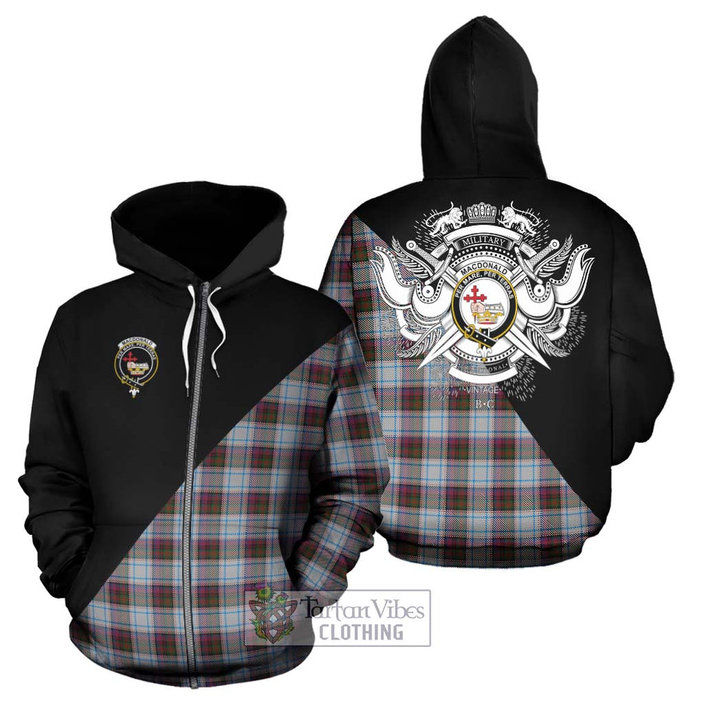 MacDonald Dress Ancient Tartan Hoodie with Family Crest and Military Logo Style - Tartanvibesclothing Shop