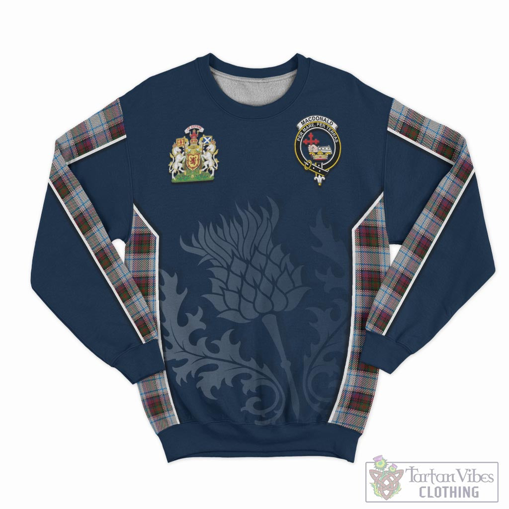 Tartan Vibes Clothing MacDonald Dress Ancient Tartan Sweatshirt with Family Crest and Scottish Thistle Vibes Sport Style