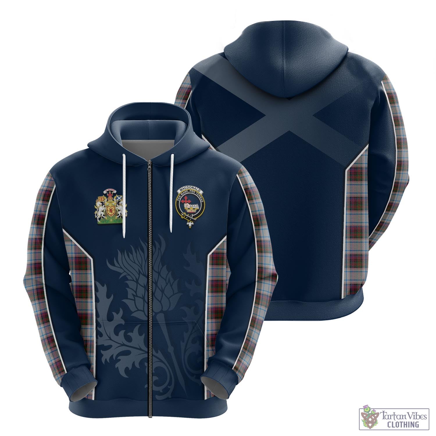 Tartan Vibes Clothing MacDonald Dress Ancient Tartan Hoodie with Family Crest and Scottish Thistle Vibes Sport Style