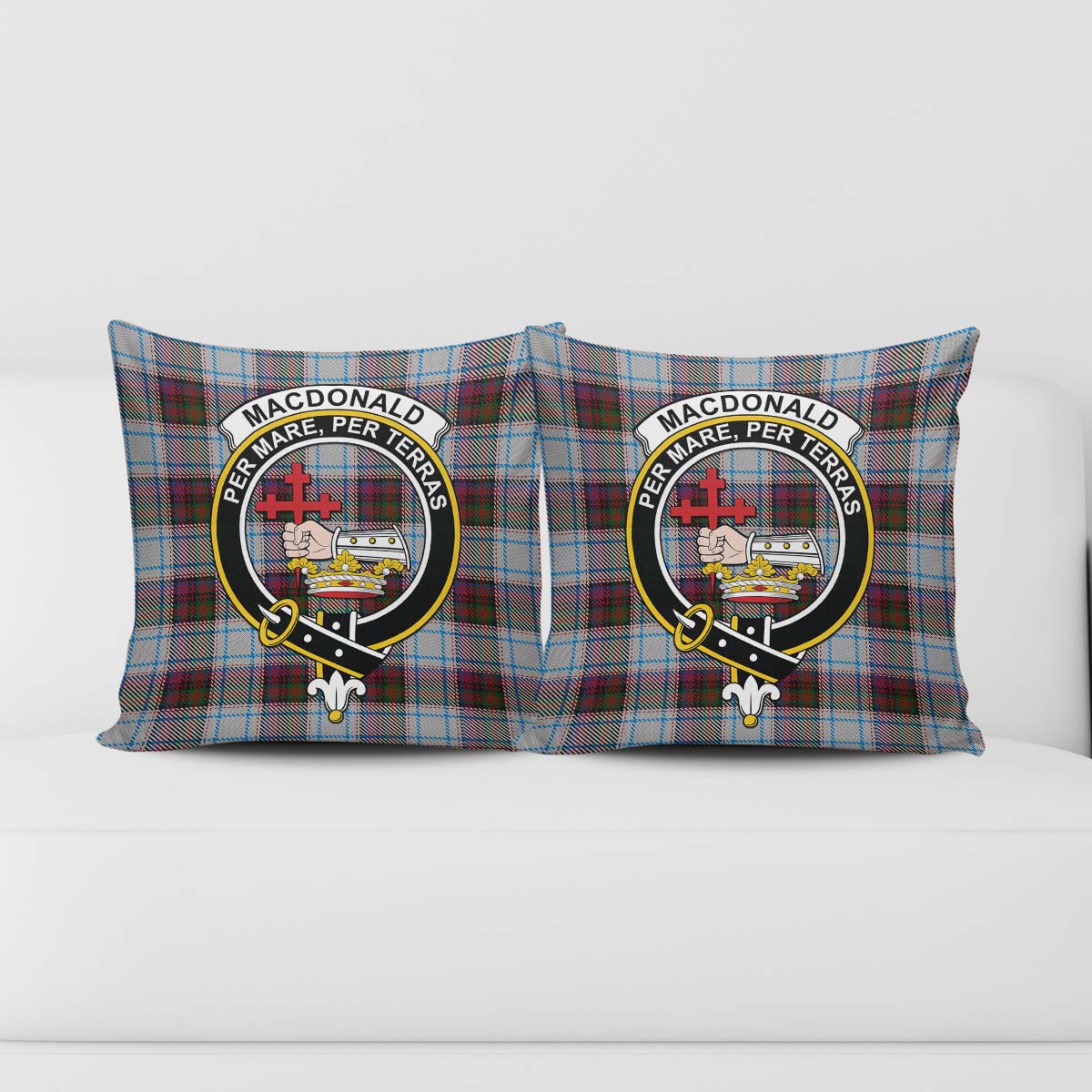 MacDonald Dress Ancient Tartan Pillow Cover with Family Crest - Tartanvibesclothing