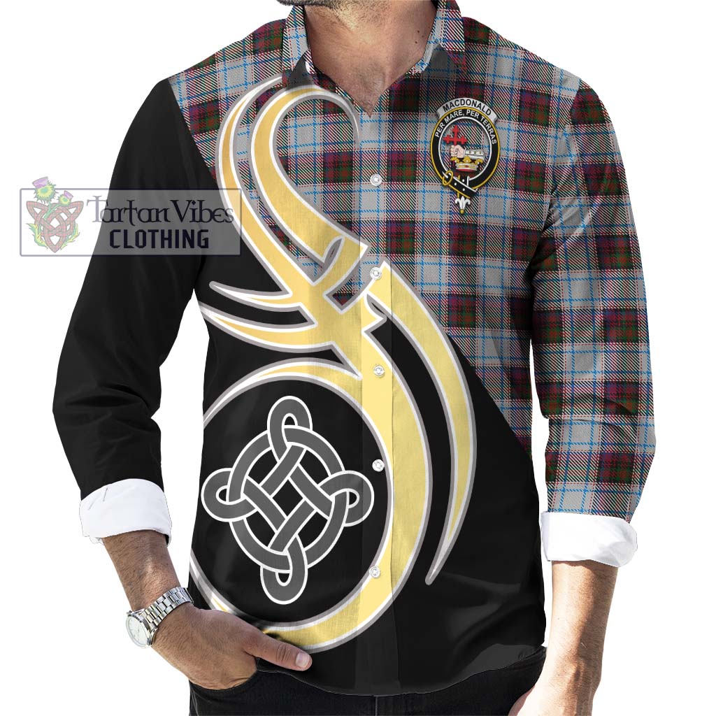 Tartan Vibes Clothing MacDonald Dress Ancient Tartan Long Sleeve Button Shirt with Family Crest and Celtic Symbol Style