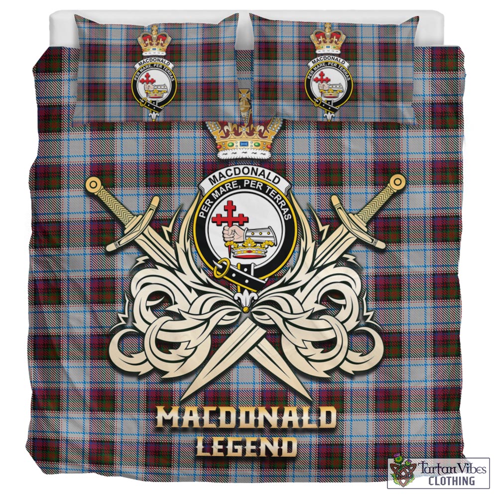 Tartan Vibes Clothing MacDonald Dress Ancient Tartan Bedding Set with Clan Crest and the Golden Sword of Courageous Legacy
