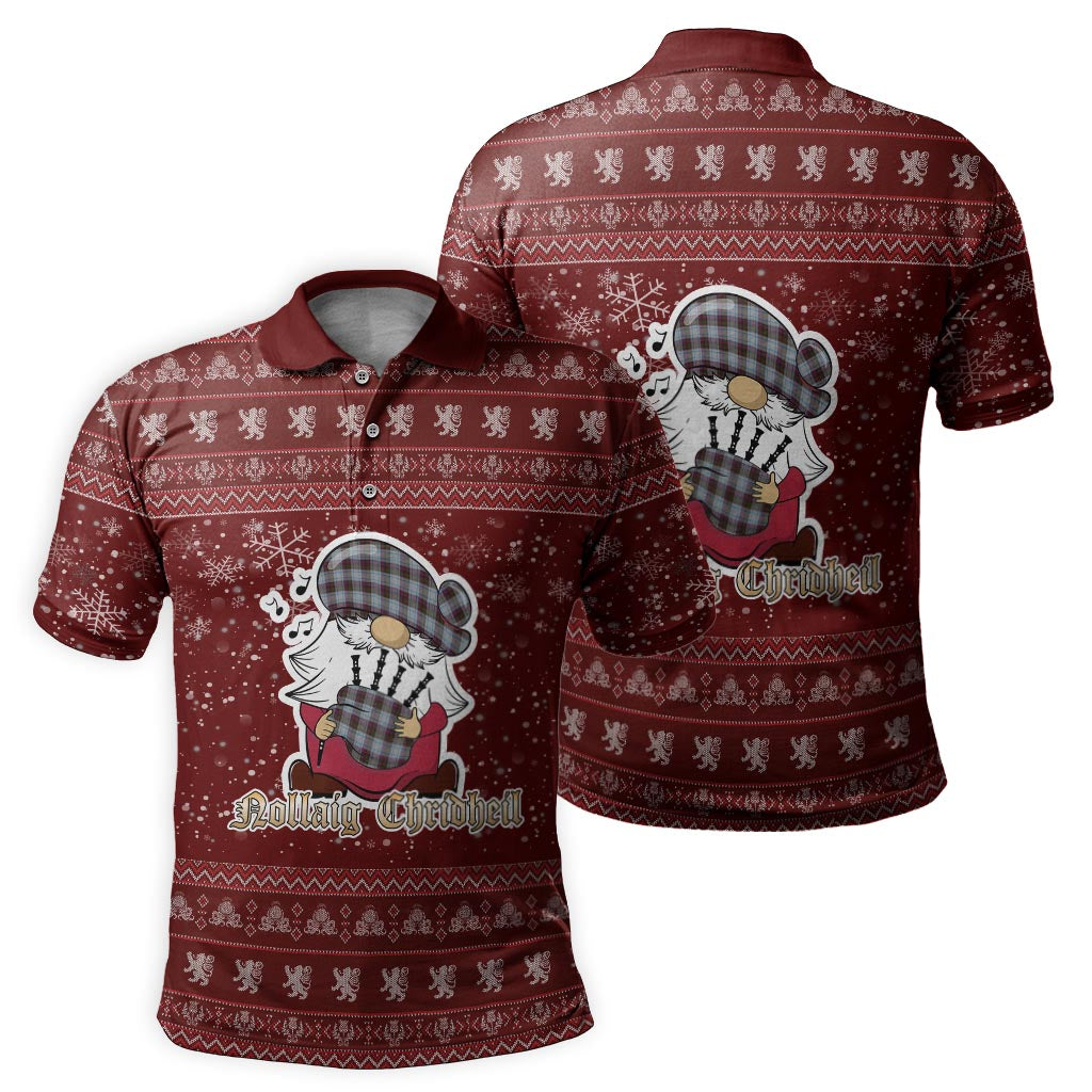 MacDonald Dress Ancient Clan Christmas Family Polo Shirt with Funny Gnome Playing Bagpipes - Tartanvibesclothing