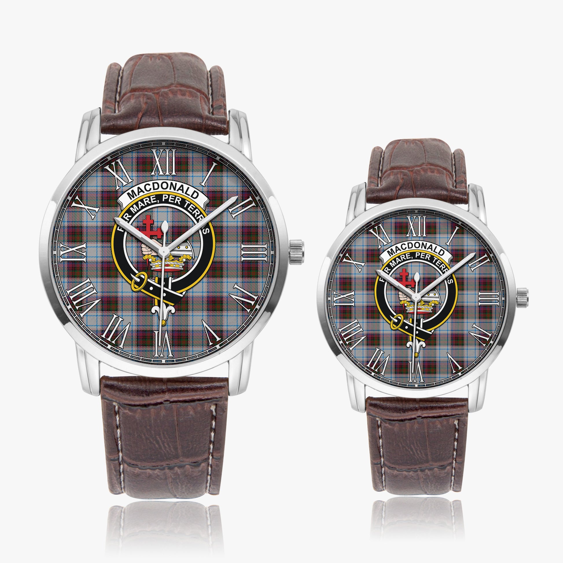 MacDonald Dress Ancient Tartan Family Crest Leather Strap Quartz Watch - Tartanvibesclothing