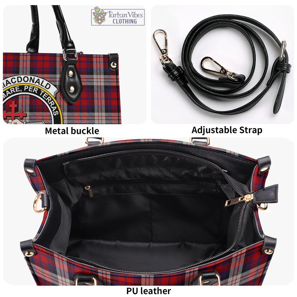 Tartan Vibes Clothing MacDonald Dress Irish Tartan Luxury Leather Handbags with Family Crest