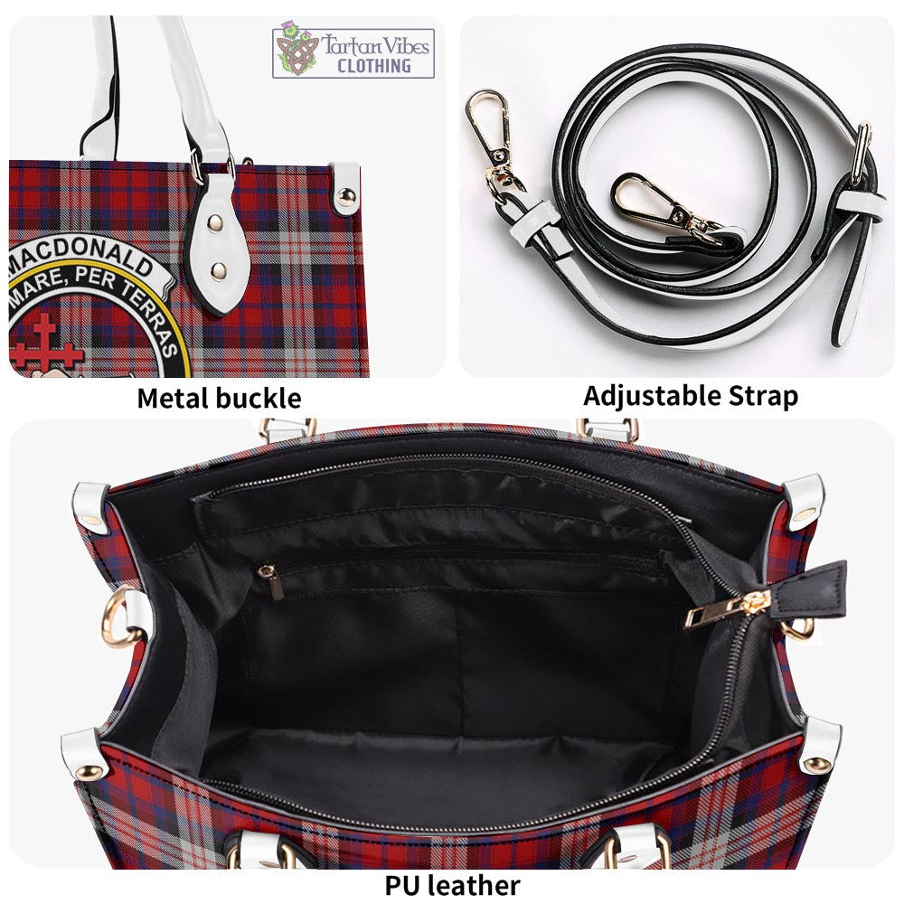 Tartan Vibes Clothing MacDonald Dress Irish Tartan Luxury Leather Handbags with Family Crest