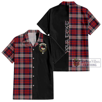 MacDonald Dress Irish Tartan Short Sleeve Button Shirt with Family Crest and Half Of Me Style