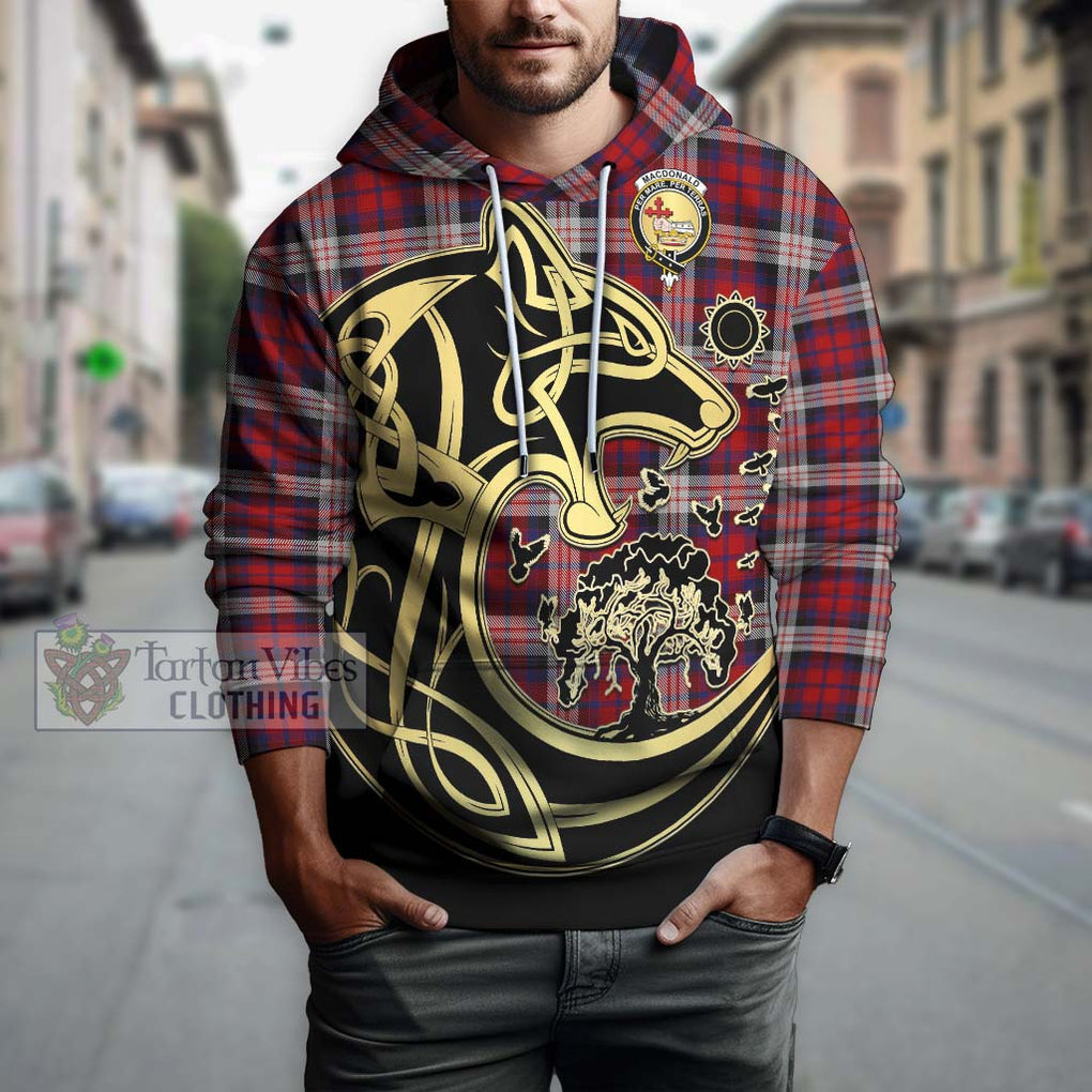 MacDonald Dress Irish Tartan Hoodie with Family Crest Celtic Wolf Style Zip Hoodie - Tartan Vibes Clothing