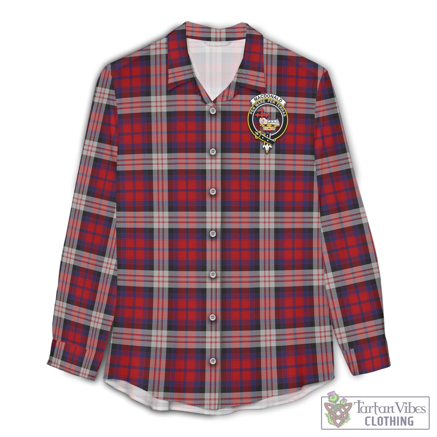 Tartan Vibes Clothing MacDonald Dress Irish Tartan Womens Casual Shirt with Family Crest