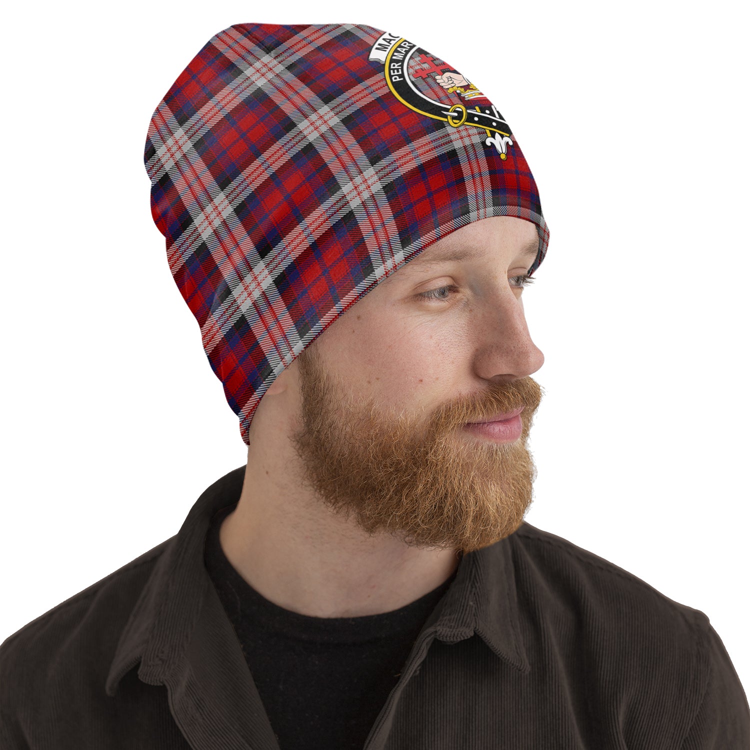 MacDonald Dress Irish Tartan Beanies Hat with Family Crest One Size 10.5*10.2 inches - Tartan Vibes Clothing