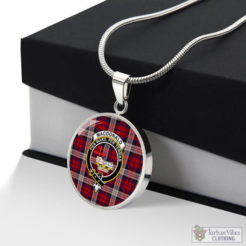 MacDonald Dress Irish Tartan Circle Necklace with Family Crest