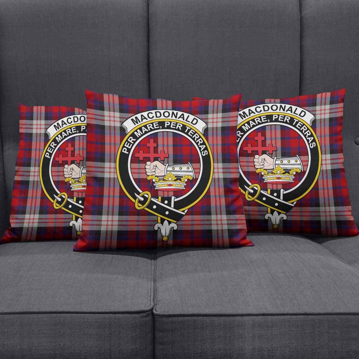 MacDonald Dress Irish Tartan Pillow Cover with Family Crest Square Pillow Cover - Tartanvibesclothing