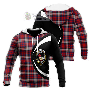 MacDonald Dress Irish Tartan Knitted Hoodie with Family Crest Circle Style