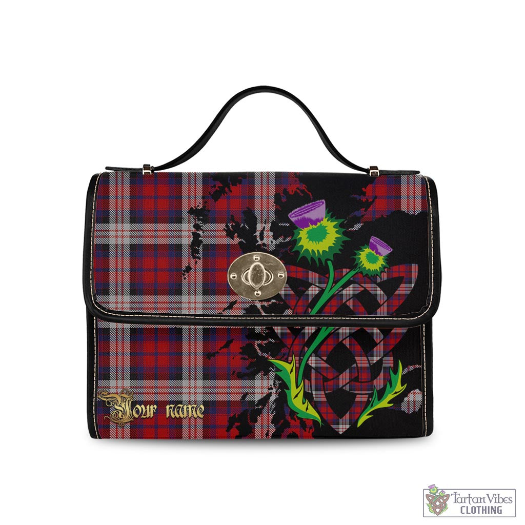 Tartan Vibes Clothing MacDonald Dress Irish Tartan Waterproof Canvas Bag with Scotland Map and Thistle Celtic Accents