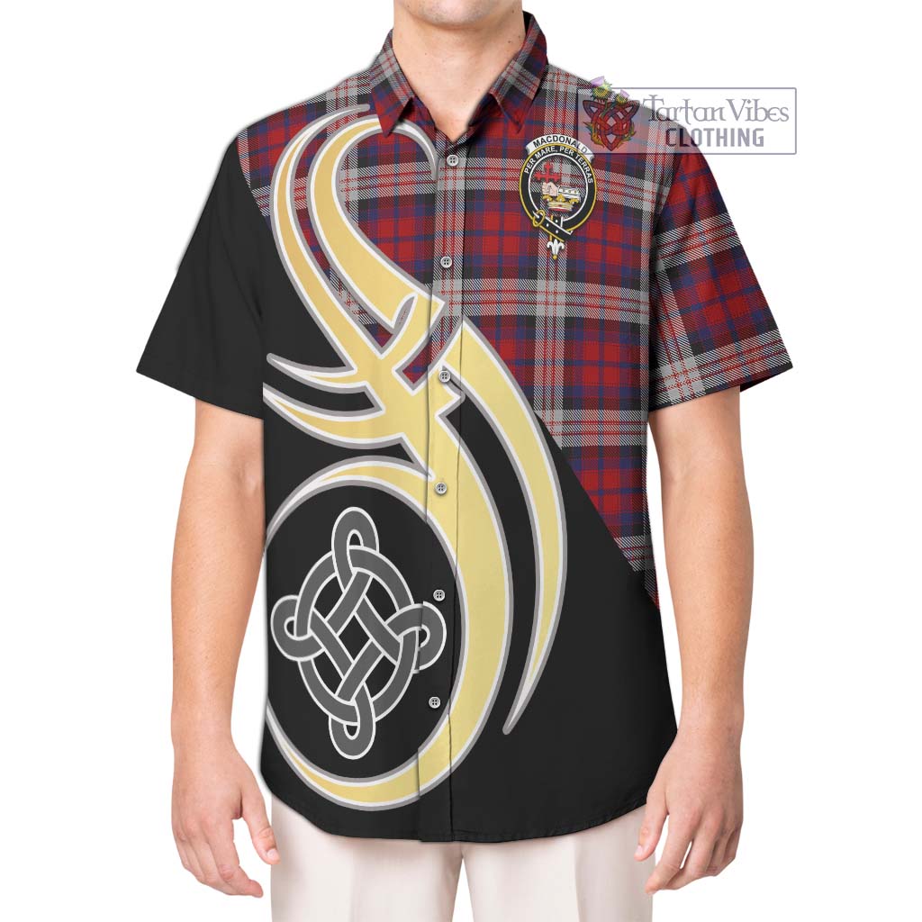 MacDonald Dress Irish Tartan Short Sleeve Button Shirt with Family Crest and Celtic Symbol Style Kid - Tartan Vibes Clothing