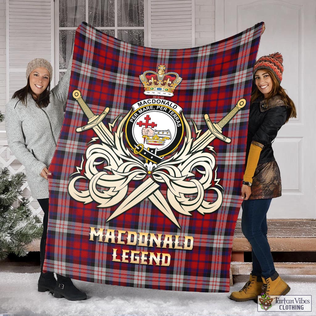 Tartan Vibes Clothing MacDonald Dress Irish Tartan Blanket with Clan Crest and the Golden Sword of Courageous Legacy